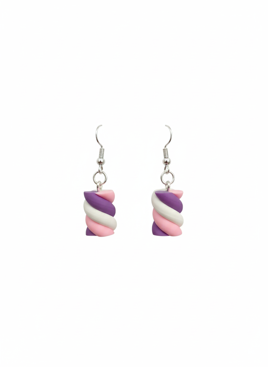 Purple,white & pink lolly earrings