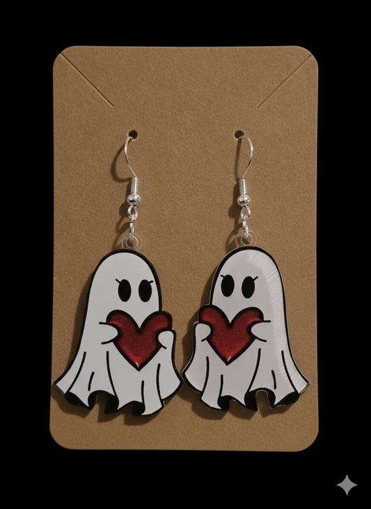 Halloween π cute heart ghost π» earrings
