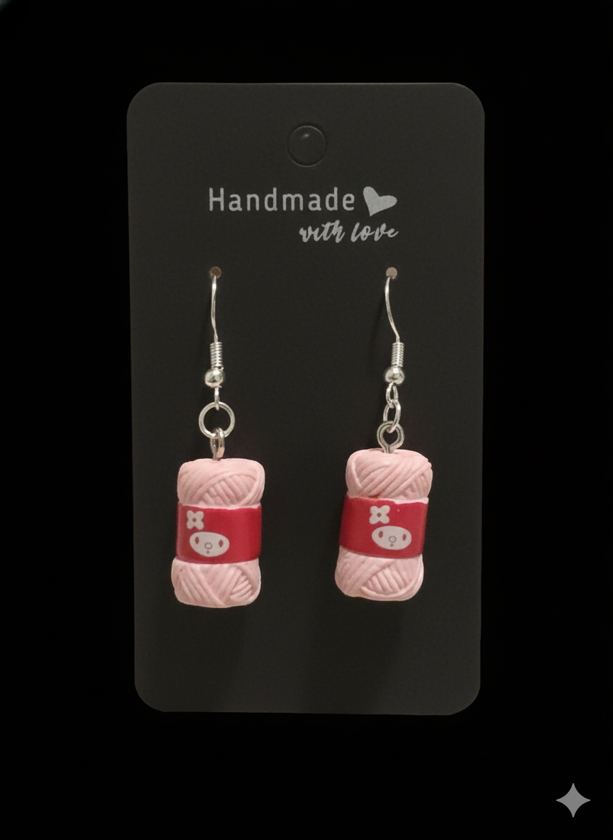 Light Pink Bundle of Wool Earrings