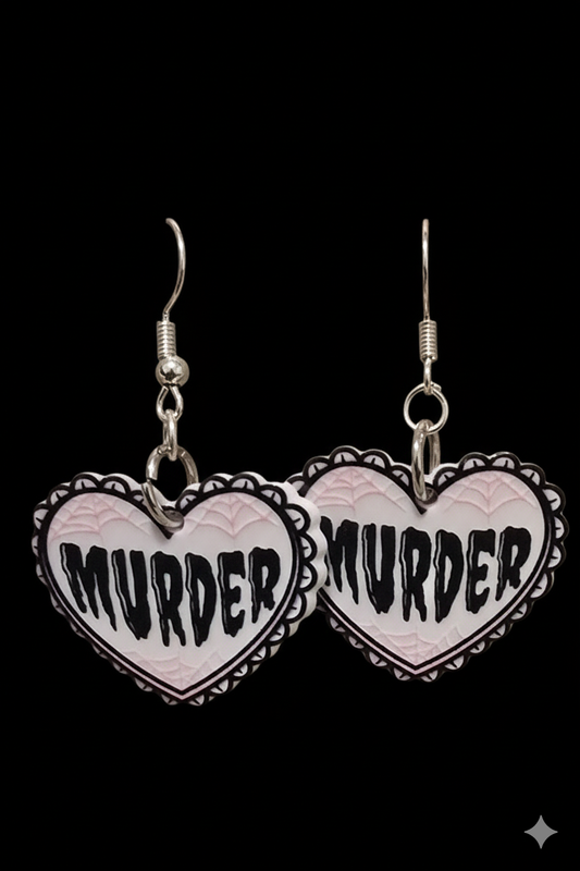 Murder heart shaped earrings