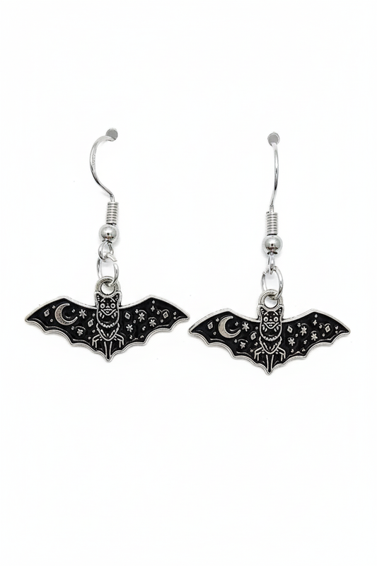 Black and Silver Bat earrings