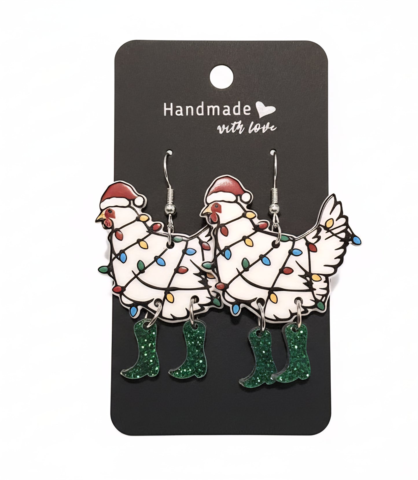 Green Gumboot Christmas Chickens