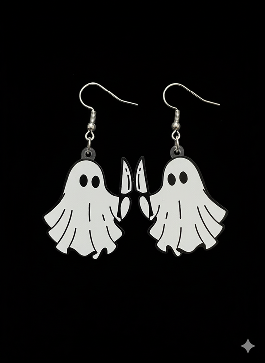 Halloween knife wielding ghost earrings