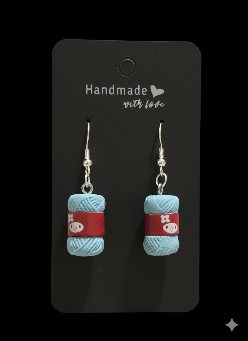 Baby Blue Bundle of Wool Earrings
