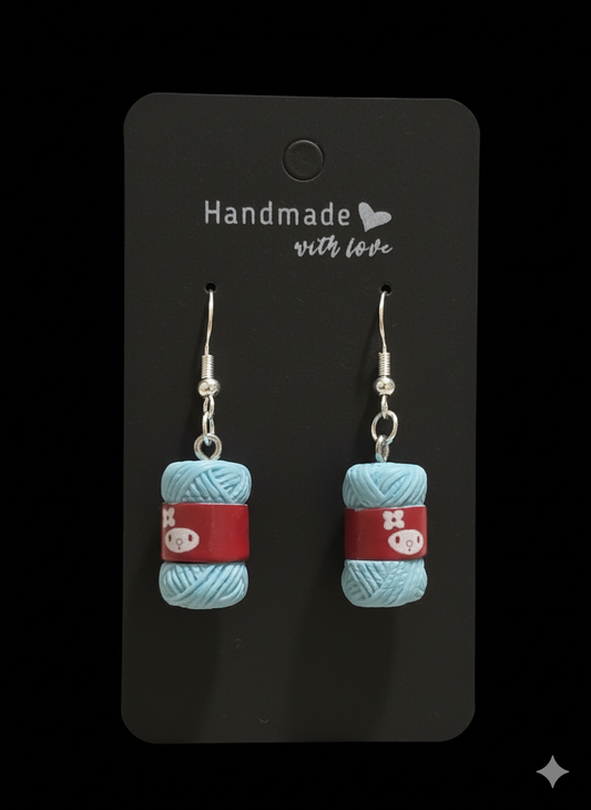 Baby Blue Bundle of Wool Earrings
