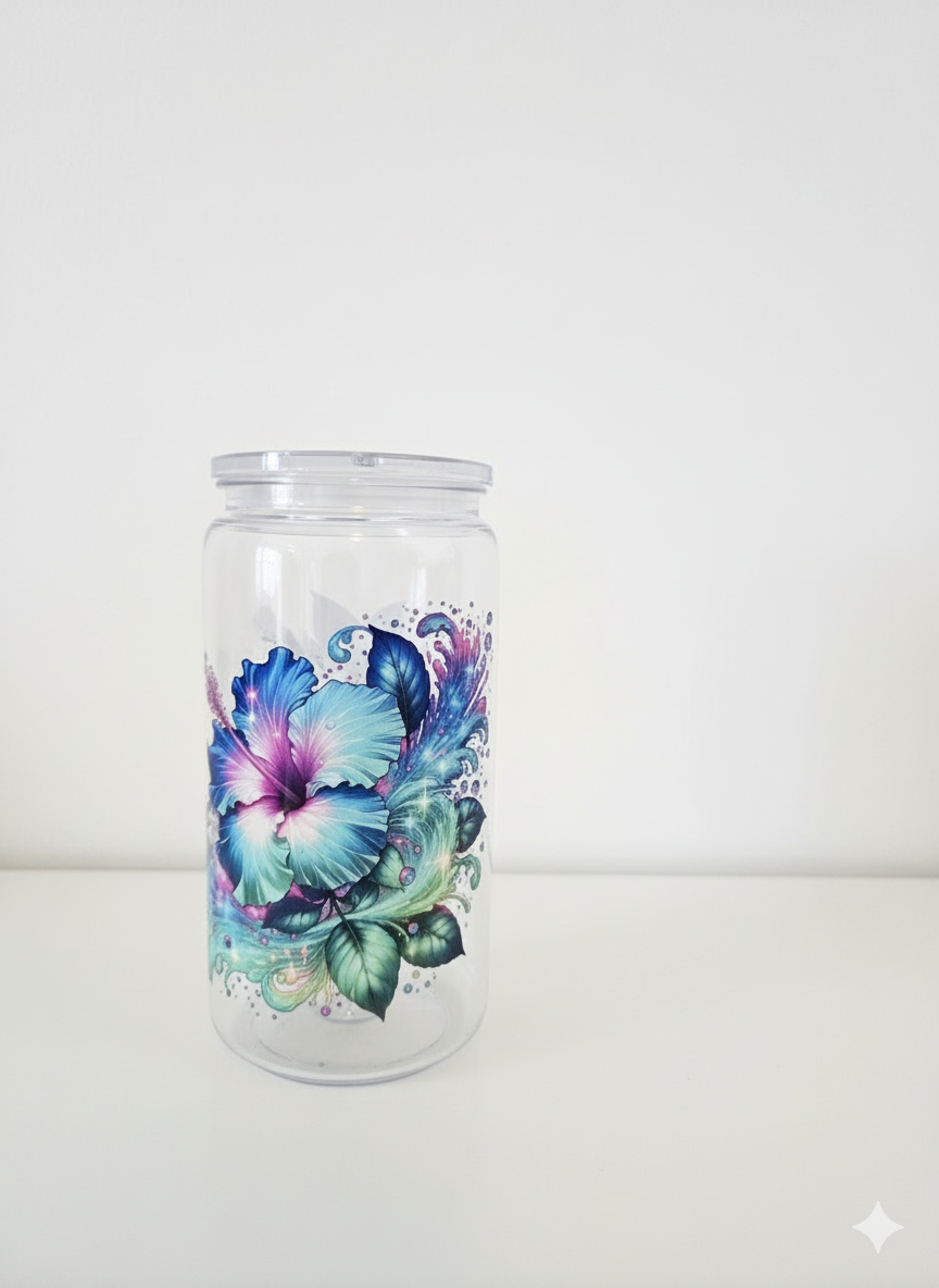 Magical Flower Tumbler. Greens,Pinks & Blues