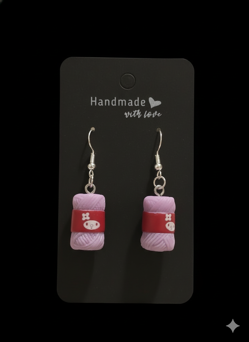 Purple Bundle of Wool Earrings
