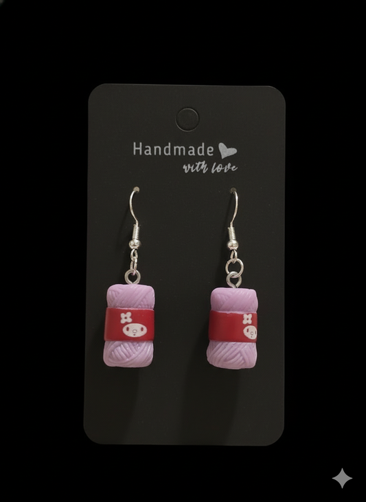 Purple Bundle of Wool Earrings