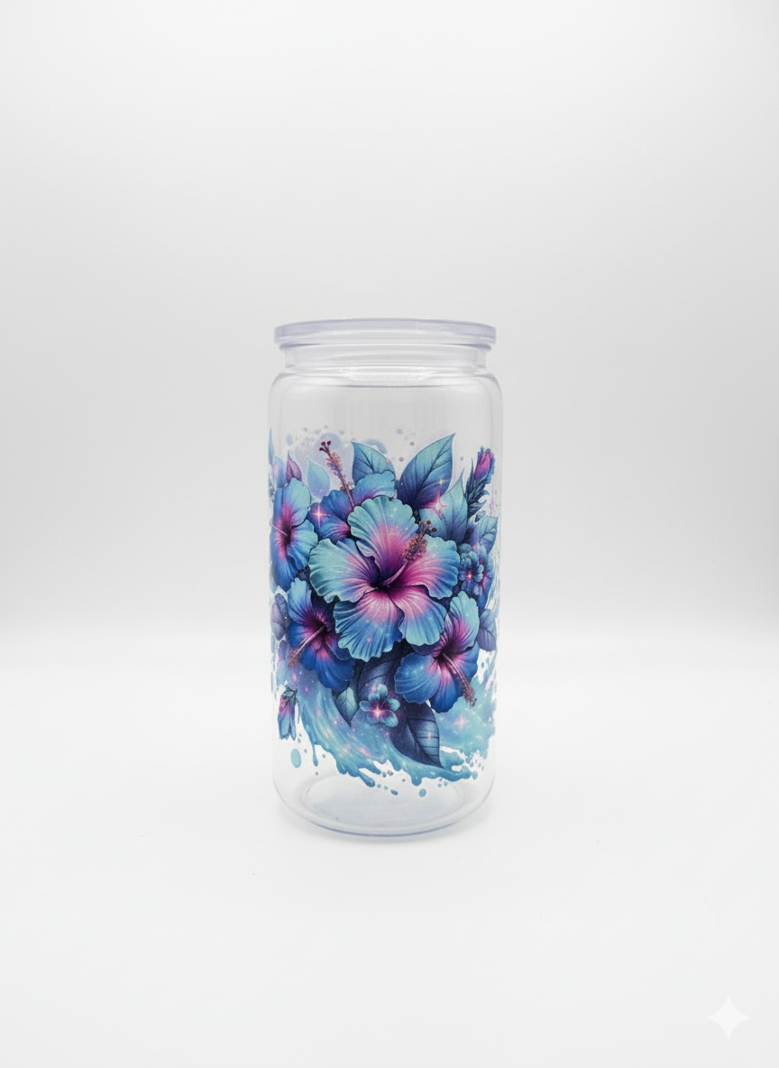 Magical Flower Tumbler. Greens,Pinks & Blues