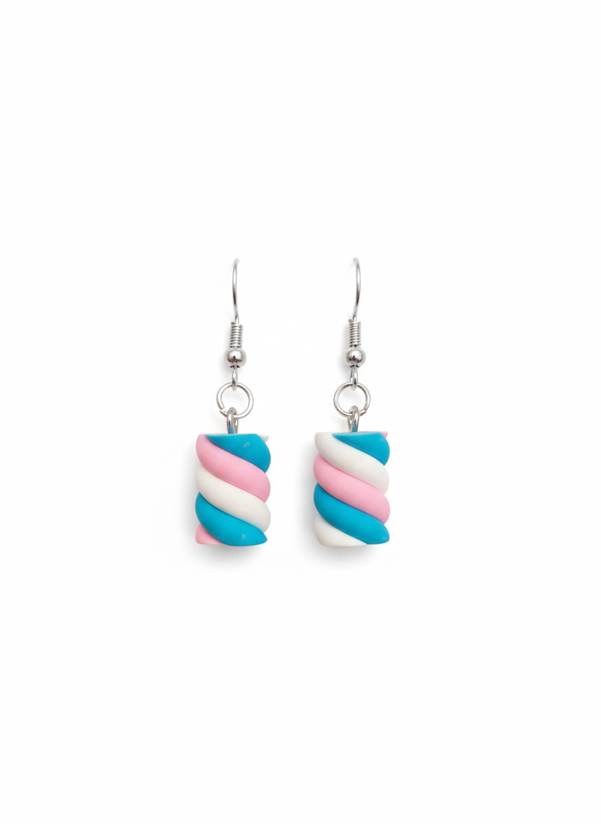 Blue, pink &White lolly earrings