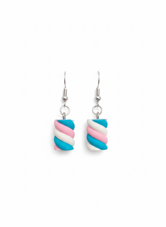 Blue, pink &White lolly earrings