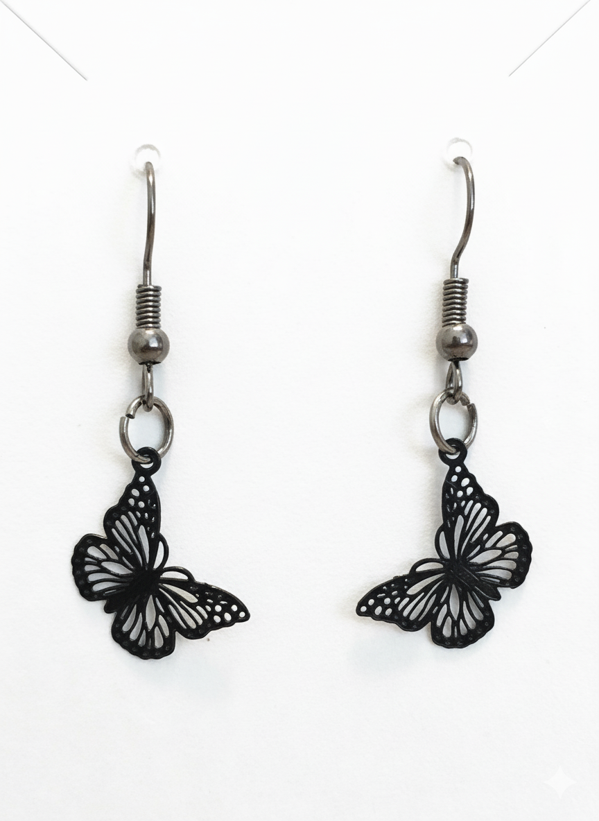 Small Black Butterfly Earrings 🦋