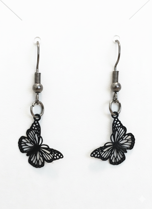 Small Black Butterfly Earrings π¦