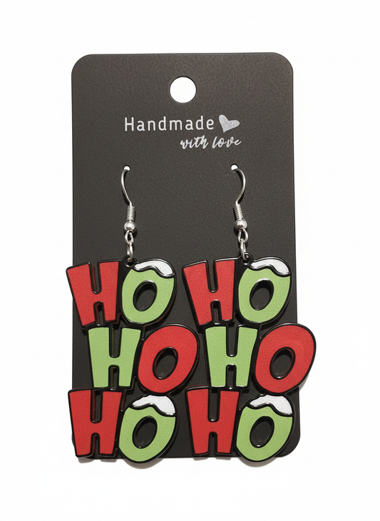 Green & Red HoHoHo Earings