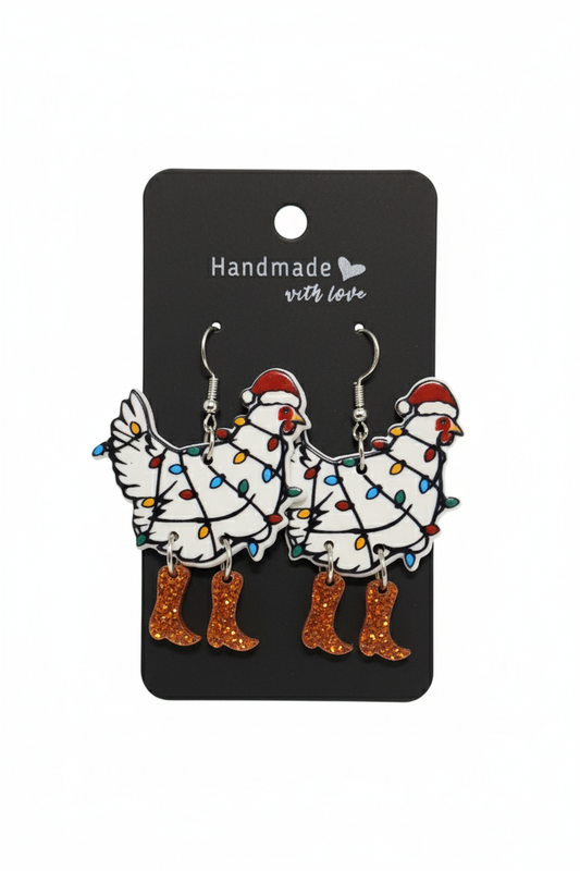 Christmas Chickens with Red Boots