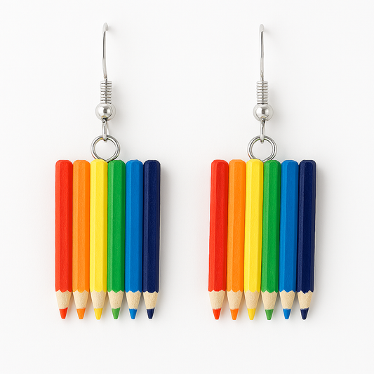 Rainbow Pencil Earrings – Teacher Gift & Classroom Style