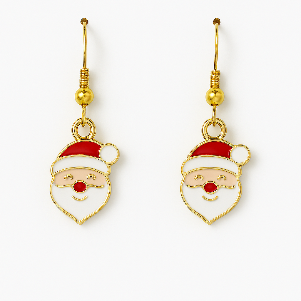 Santa Claus Earrings – Holiday Dangle Jewelry with Red Hat & White Beard