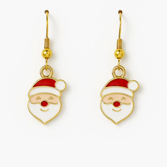 Santa Claus Earrings – Holiday Dangle Jewelry with Red Hat & White Beard